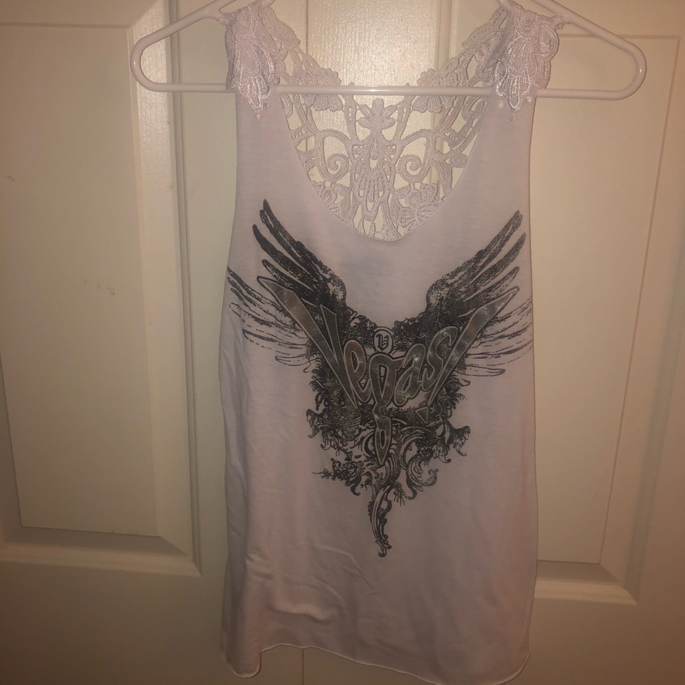 Las Vegas white and silver tank top